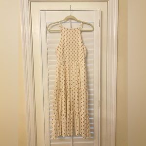 Pink and cream polka dot midi dress!